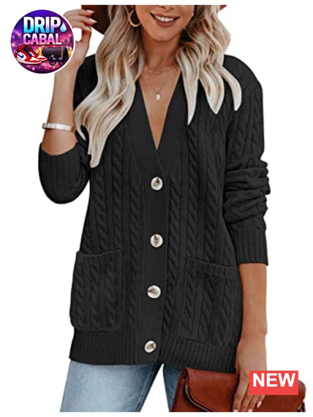 Chunky Oversized Knit Button Cardigan Sweater with Pockets